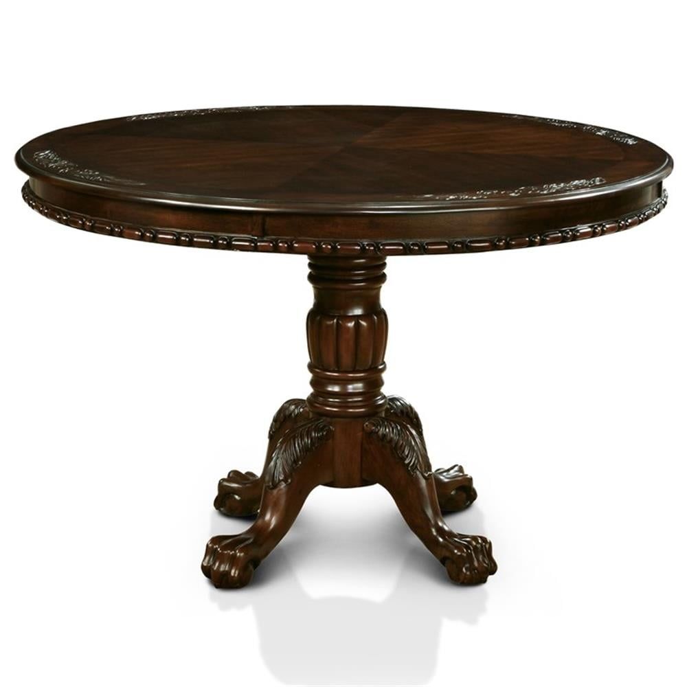 Brown Cherry Round Pedestal Dining Table for Four