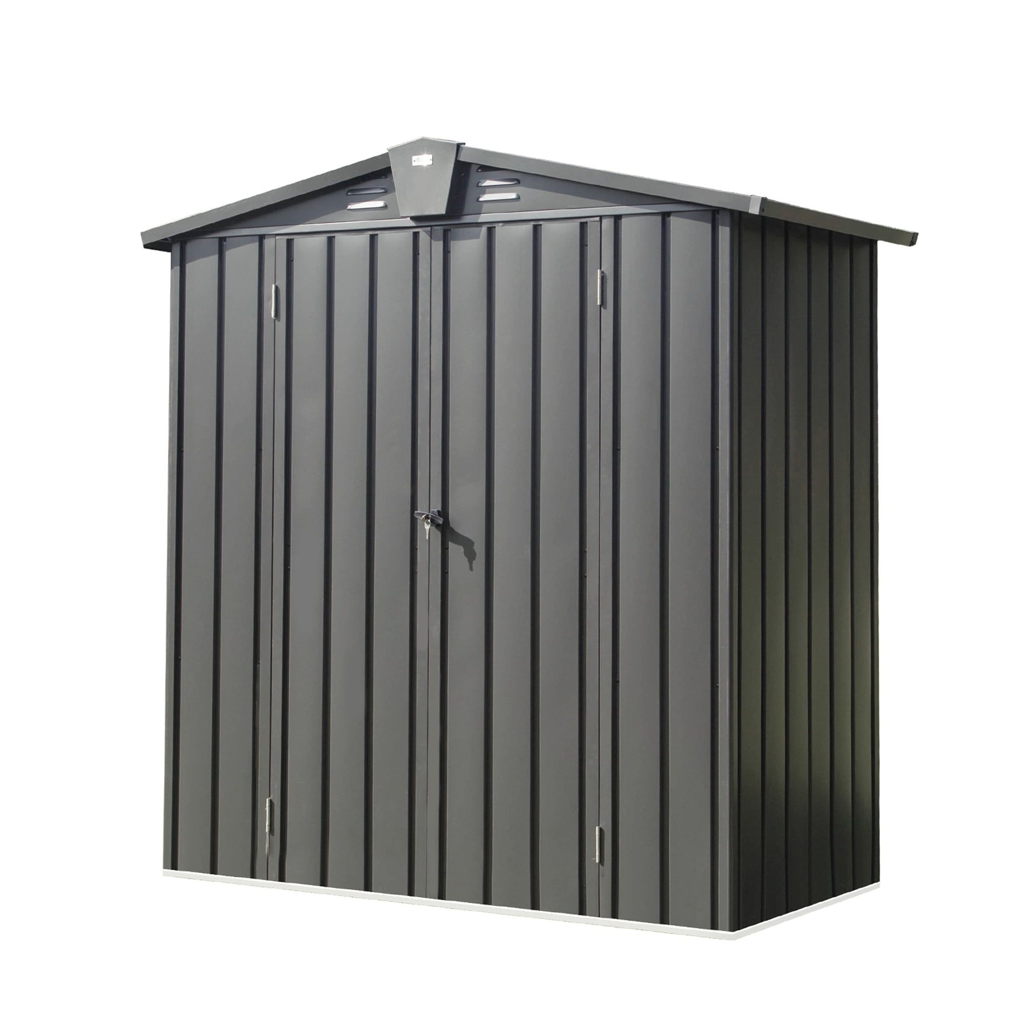 Black Metal Outdoor Storage Shed with Lockable Door, 5.7' x 3'