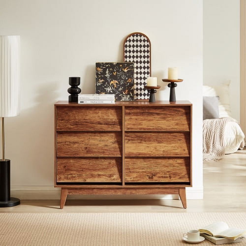 Brown MDF Double Dresser with Bevel Design