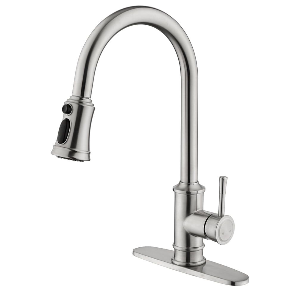 Brushed Nickel High Arc Single Handle Pull Out Kitchen Faucet