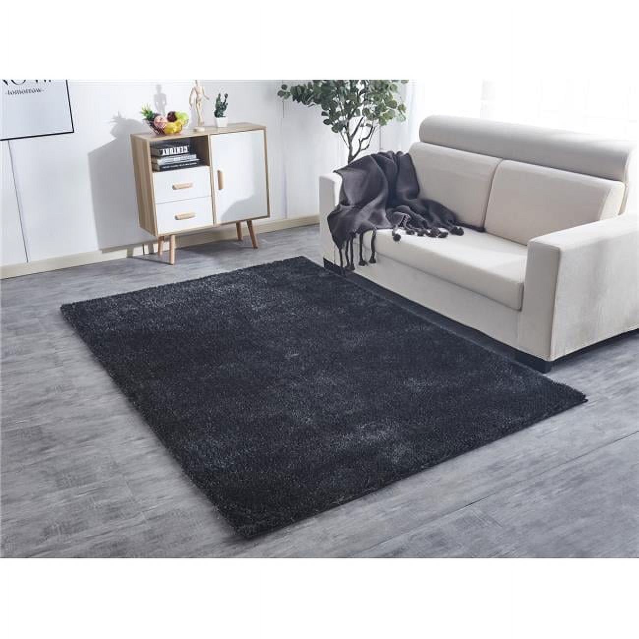 Luxurious Plush Gray Handmade Tufted Small Shag Rug