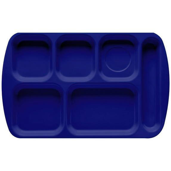 Navy Blue Melamine 6-Compartment Rectangular Cafeteria Tray