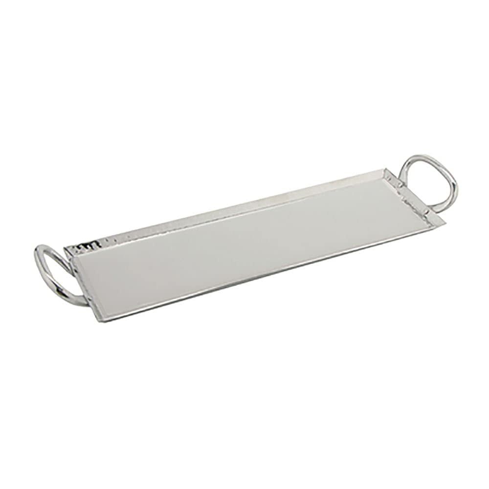 Mirror Polished Steel Rectangular Serving Tray with Handles, 19" x 6"