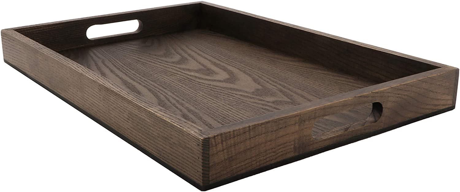 Taproot Ash Wood Serving Tray with Handles, 18.25" x 12.5"