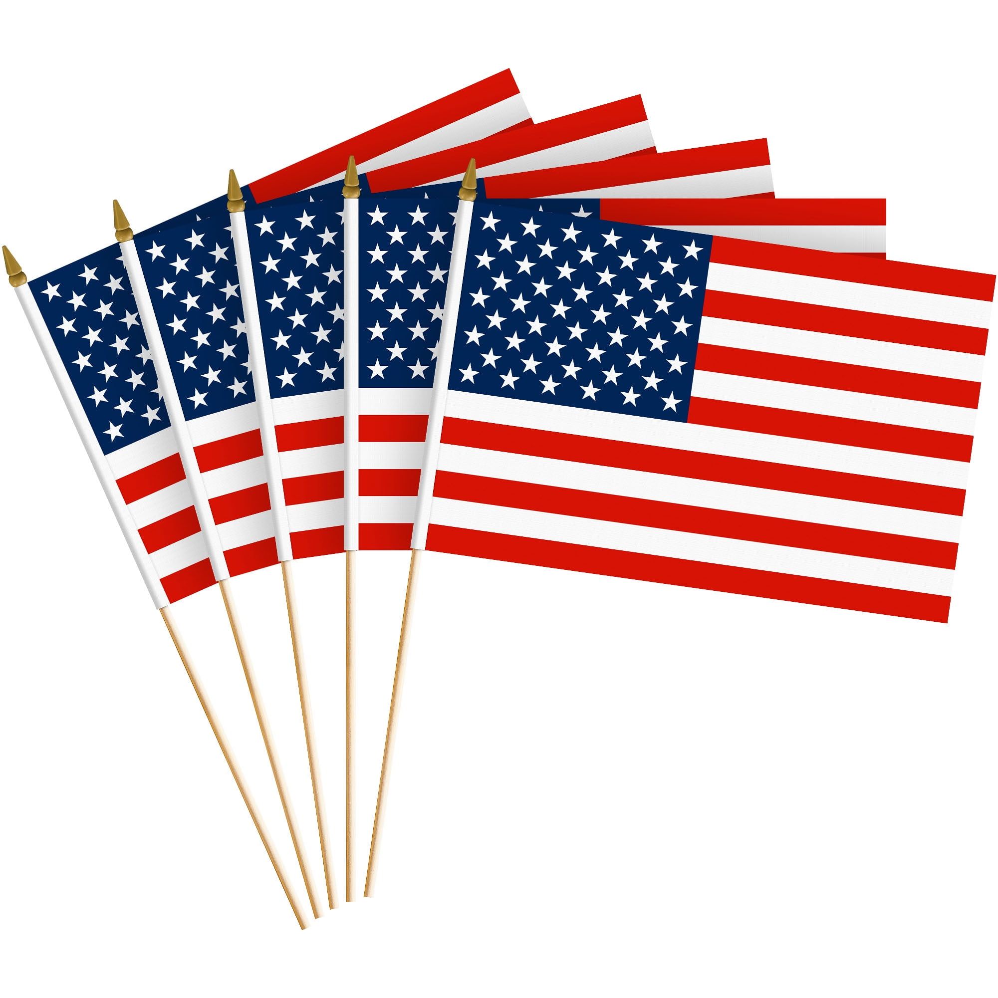 8x12 Inch Patriotic American Stick Flags with Wooden Sticks