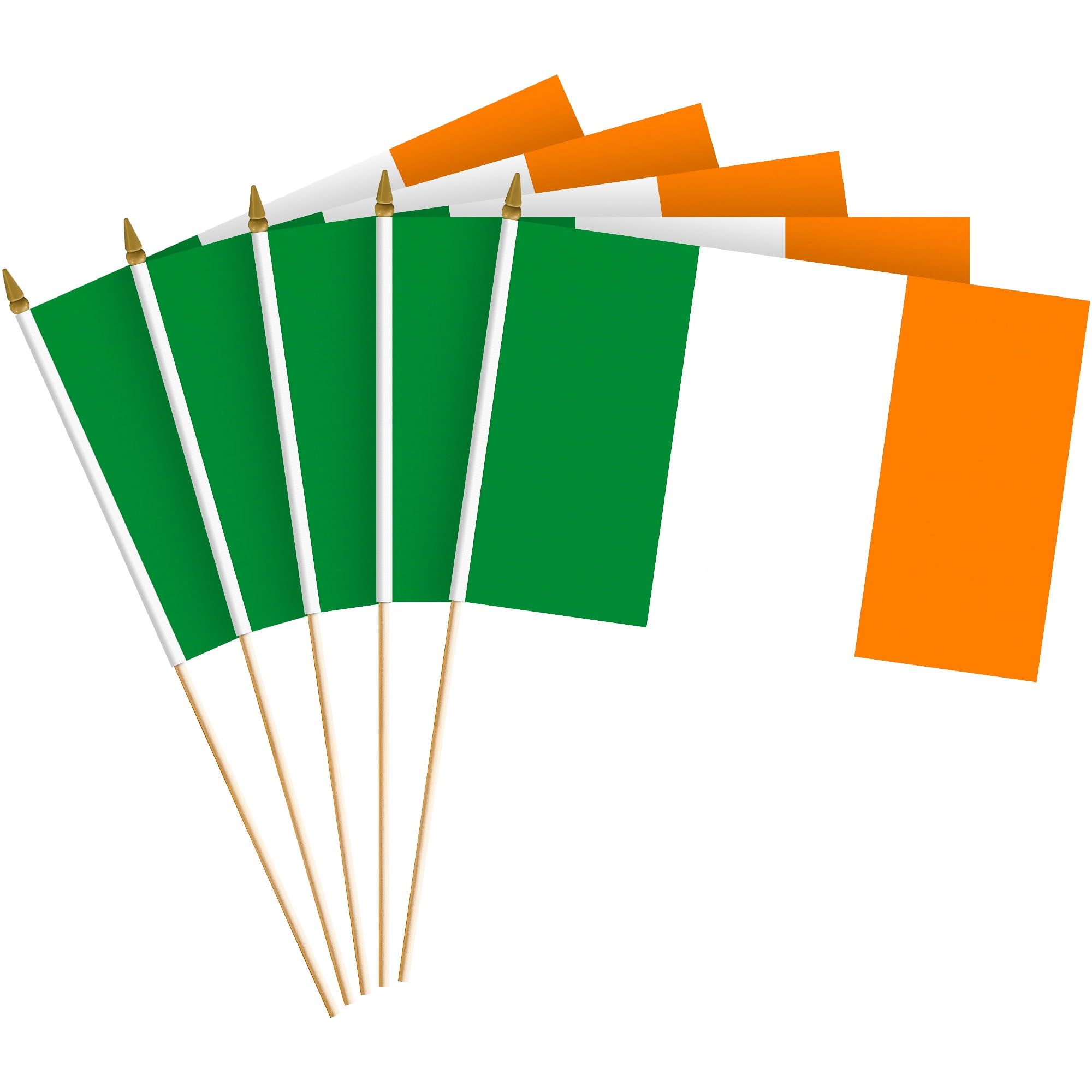 8x12 Inch Irish Handheld Flags with Wooden Sticks and Gold Spear Tips