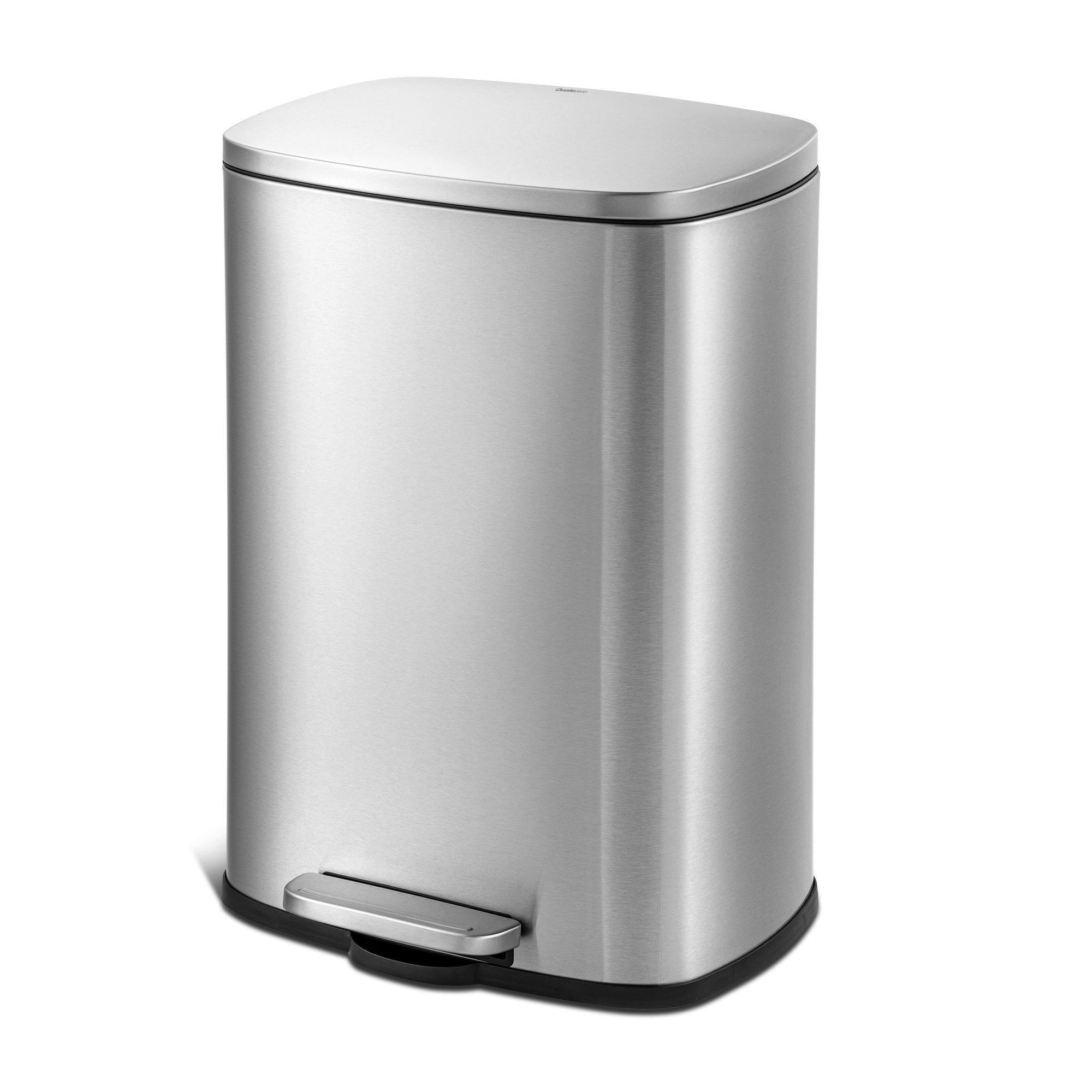 13.2 Gallon Silver Stainless Steel Pedal Trash Can