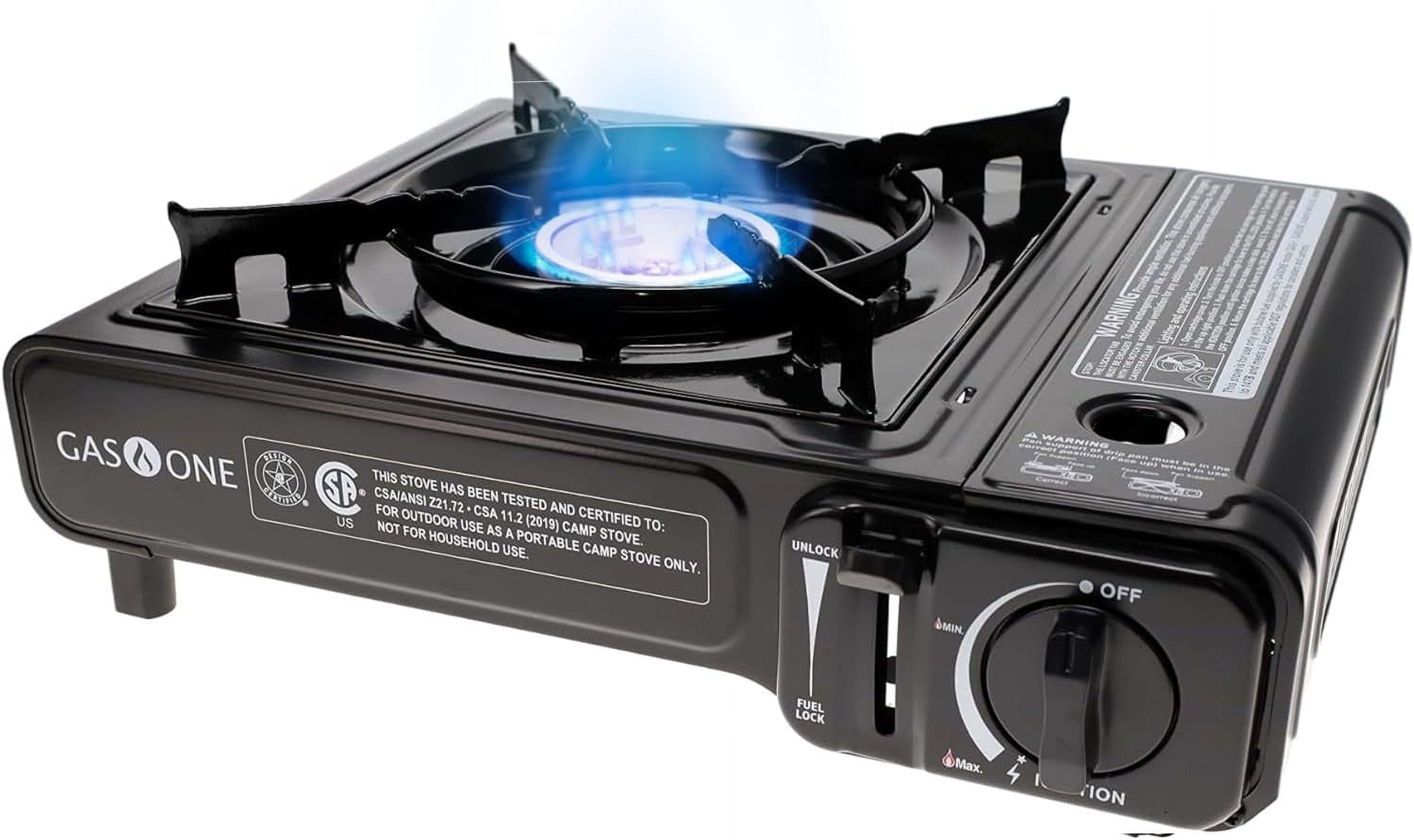 Black Portable Gas Stove with Carrying Case, 9,000 BTU