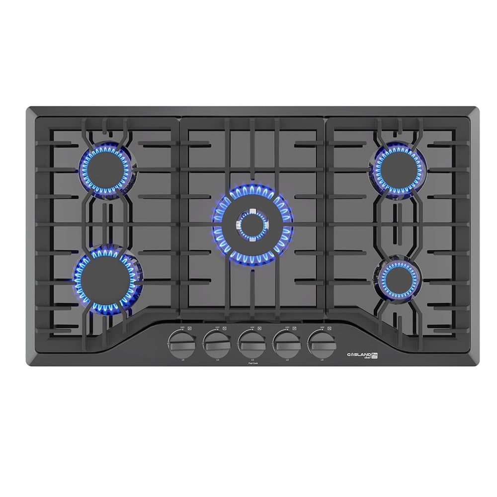 36" Black Enamel 5-Burner Propane and Natural Gas Cooktop