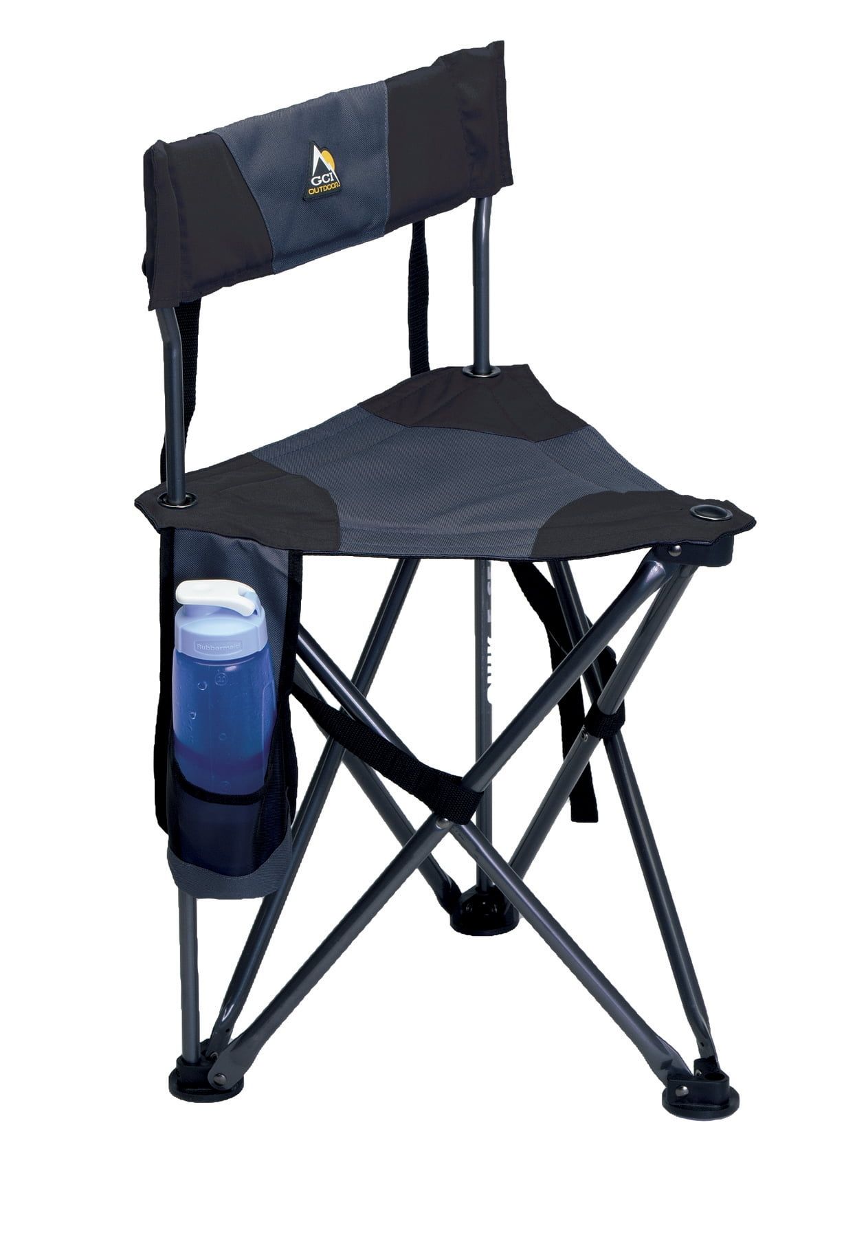 Black Powder-Coated Steel Camping Chair with Padded Backrest