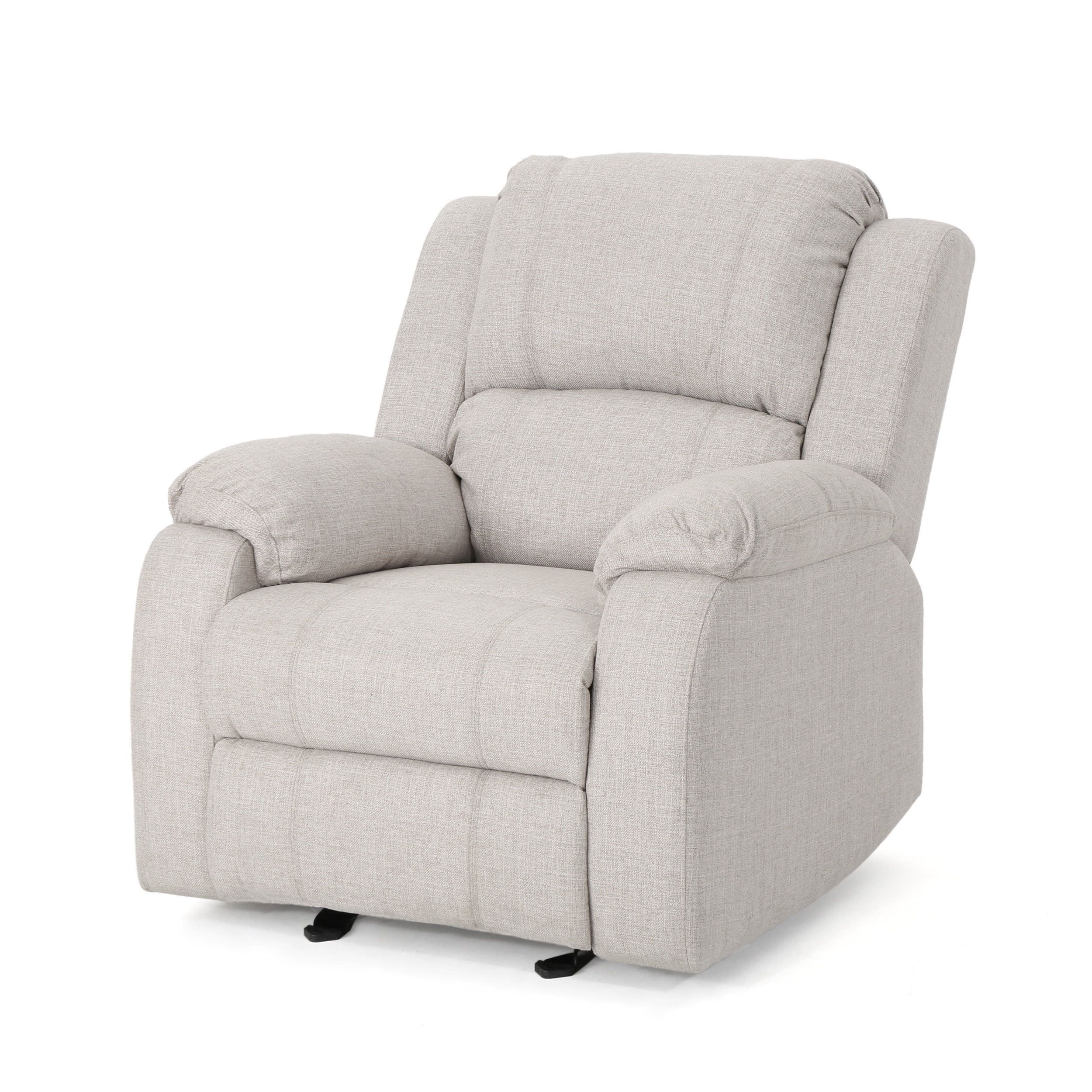 Beige Fabric Gliding Recliner Accent Chair