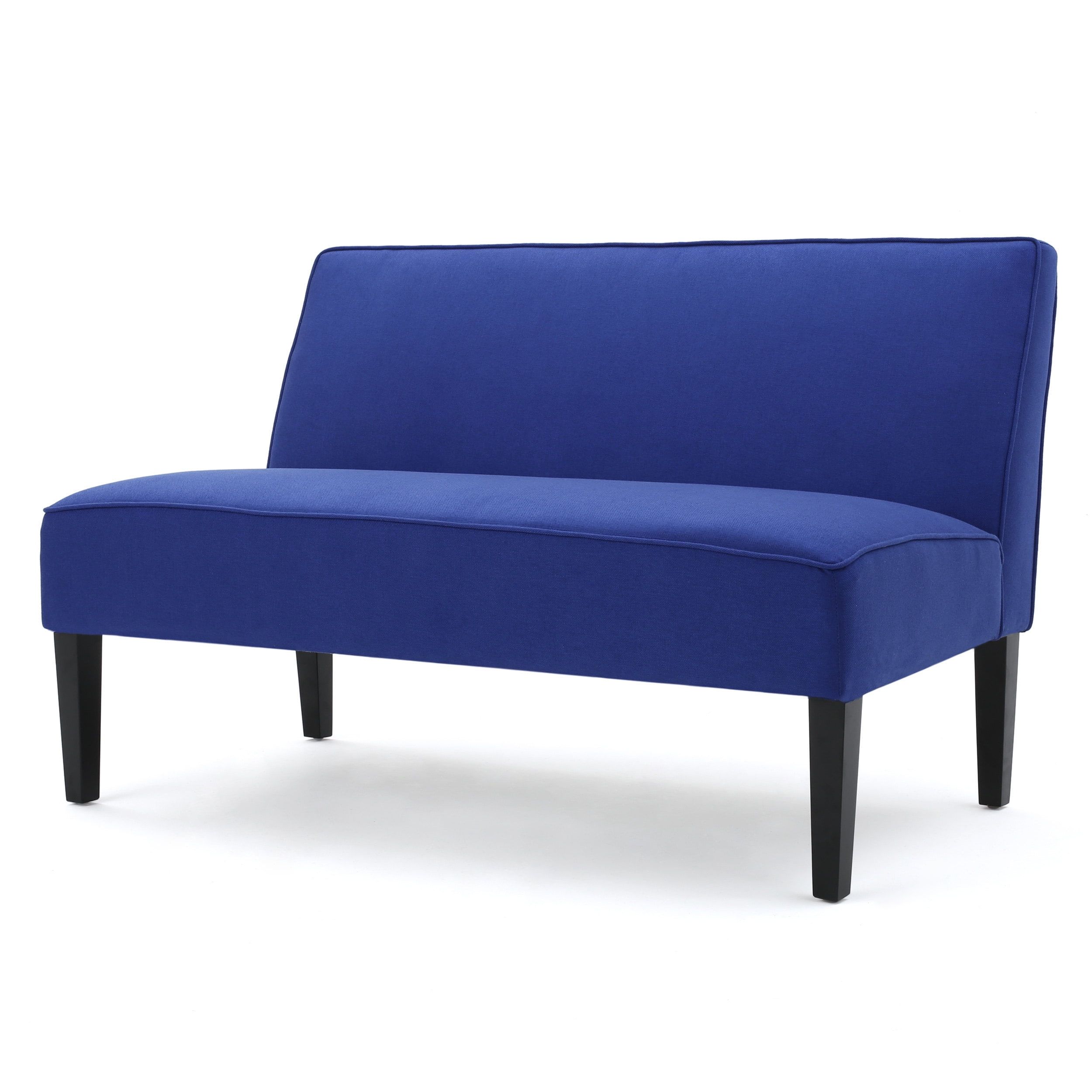 Charlotte Royal Blue Fabric Loveseat with Black Wood Legs