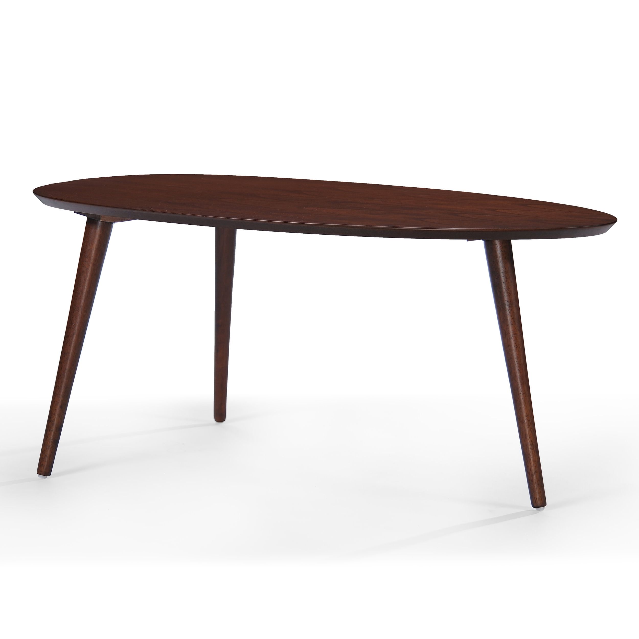 Mid-Century Modern Oval Walnut Wood Coffee Table, 48.5"