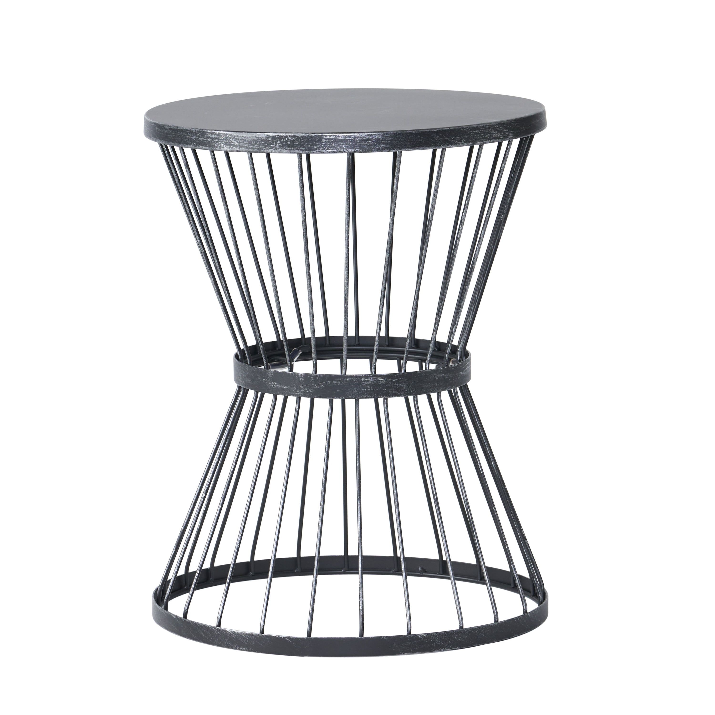 Matte Black Hourglass Iron Outdoor Side Table 16"