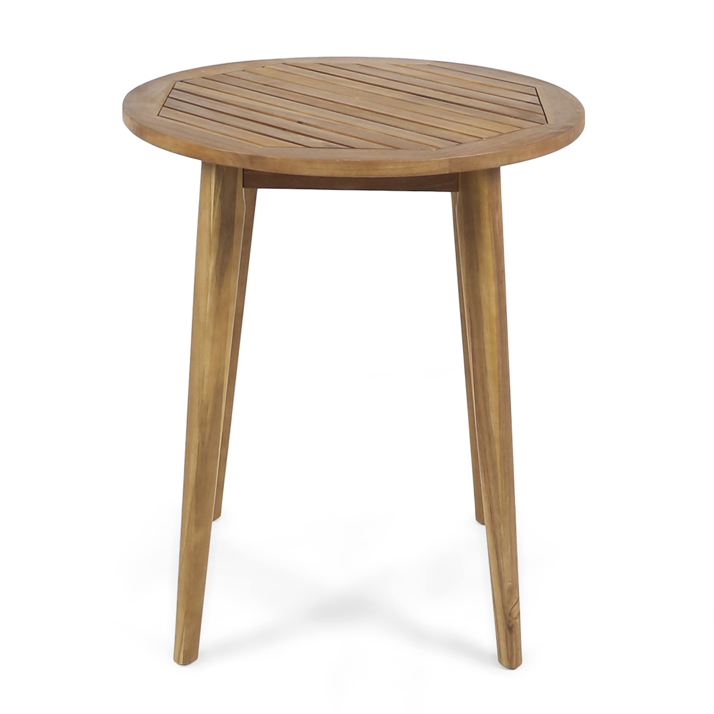 Teak Acacia Wood Round Outdoor Bistro Table with Straight Legs