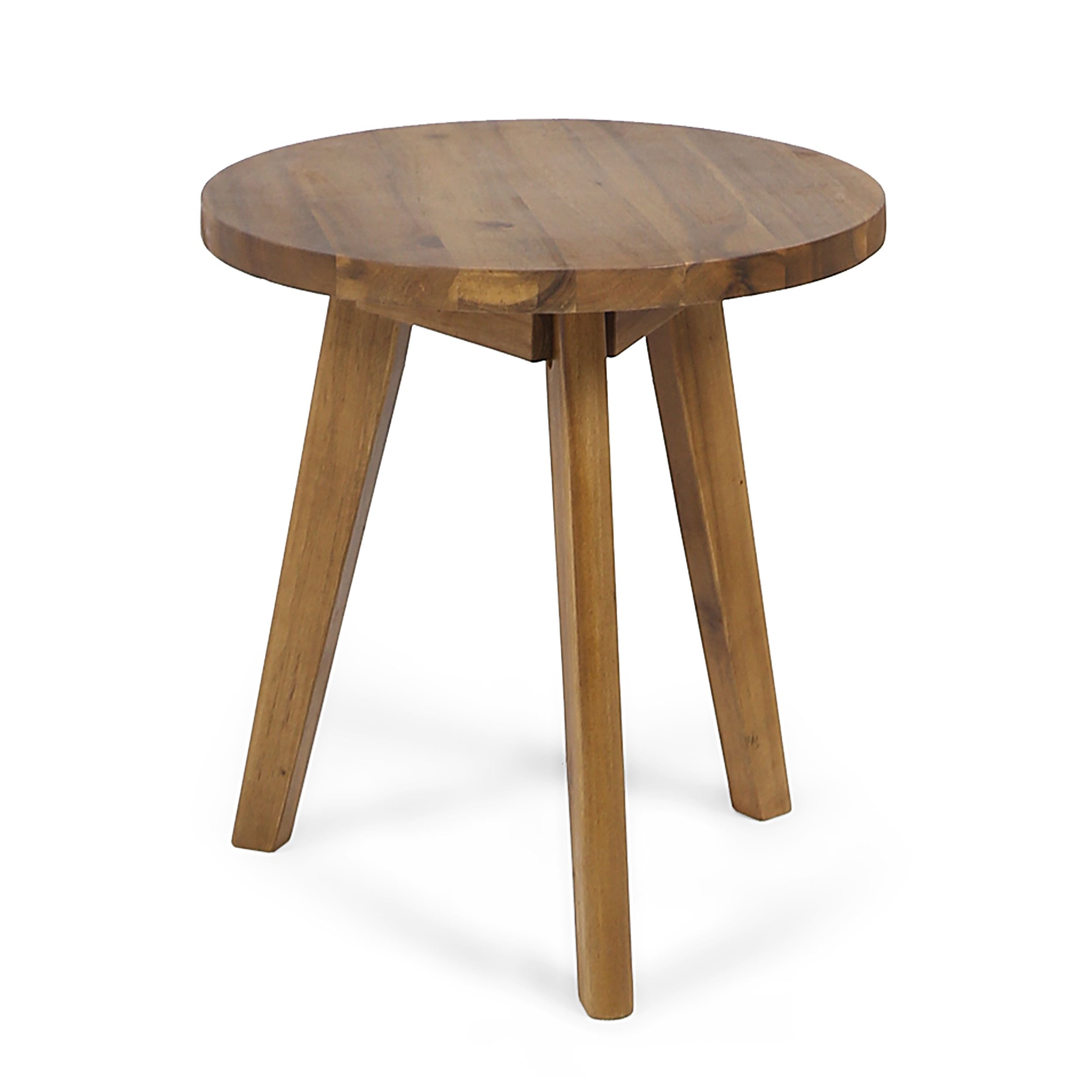 Gino Natural Finish Round Acacia Wood Side Table