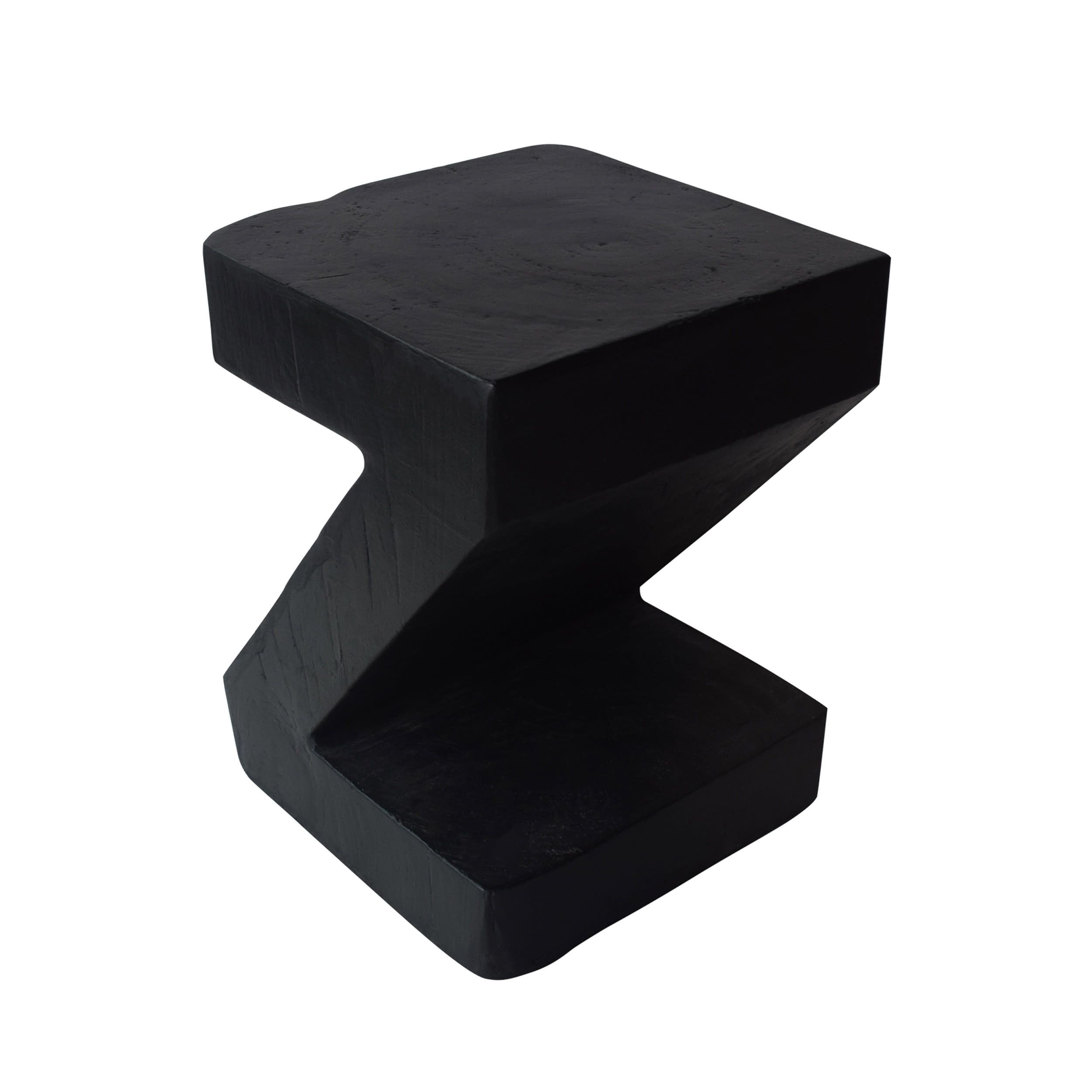 Black Z-Shaped Lightweight Concrete Accent Table