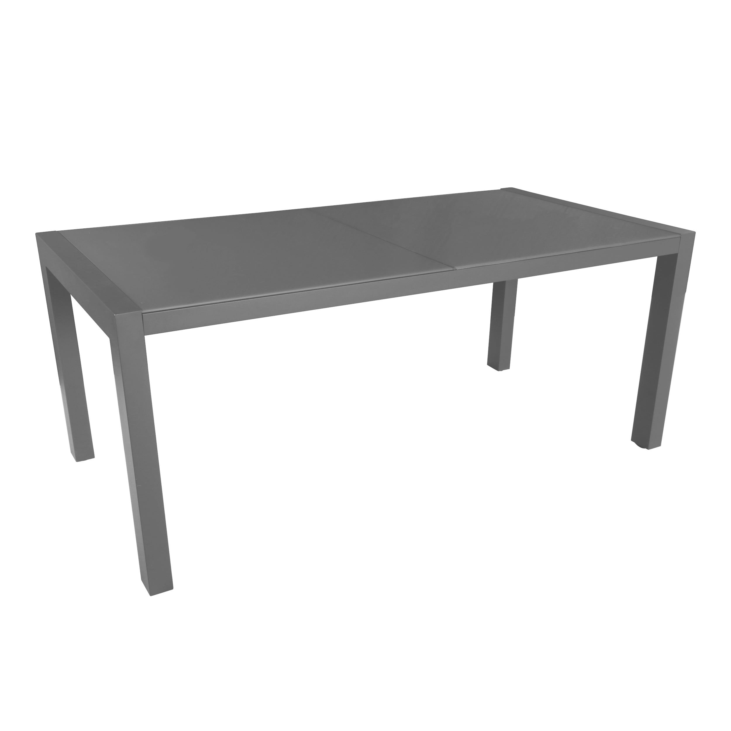 Gray Aluminum Outdoor Dining Table with Tempered Glass Top