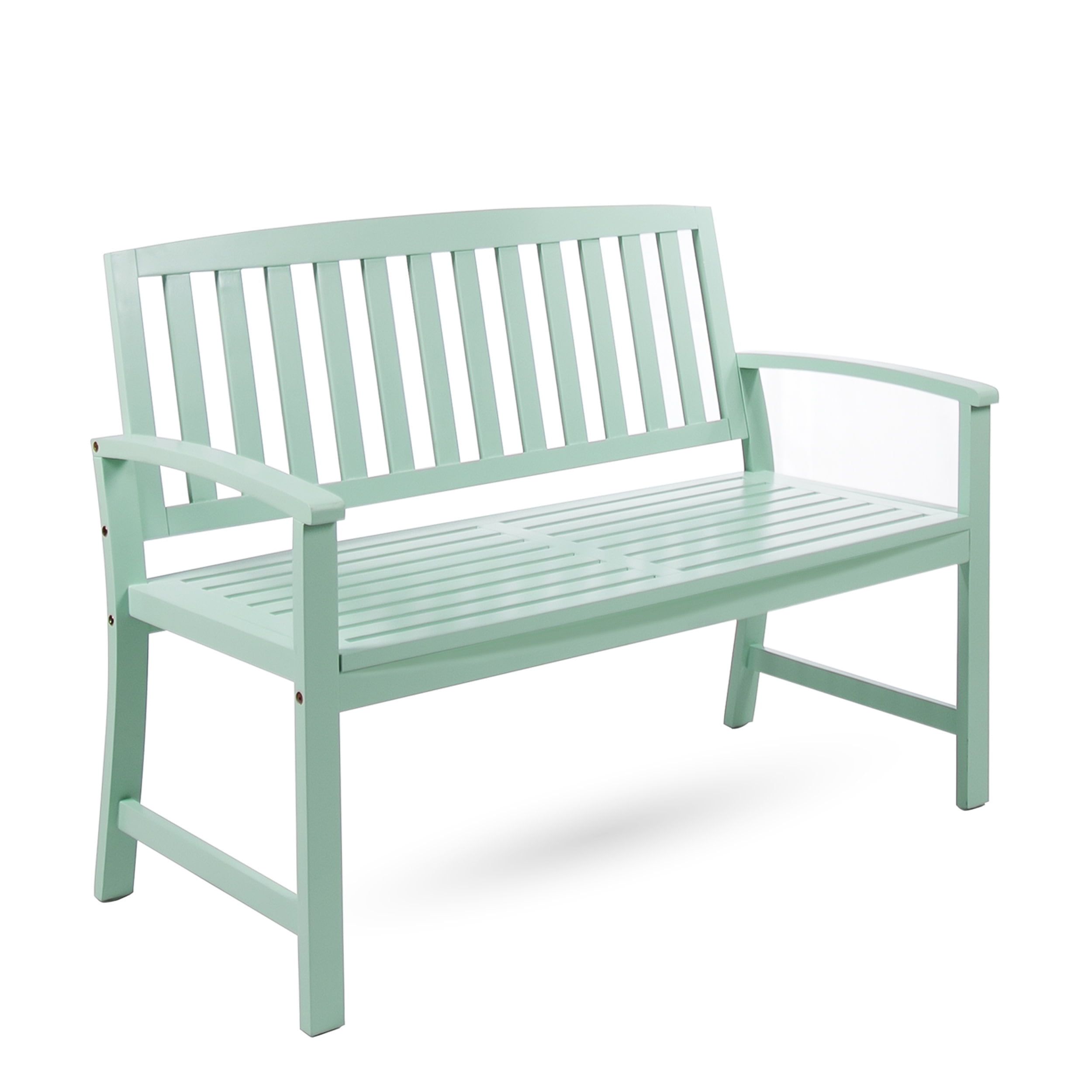 Light Mint Acacia Wood Outdoor Bench