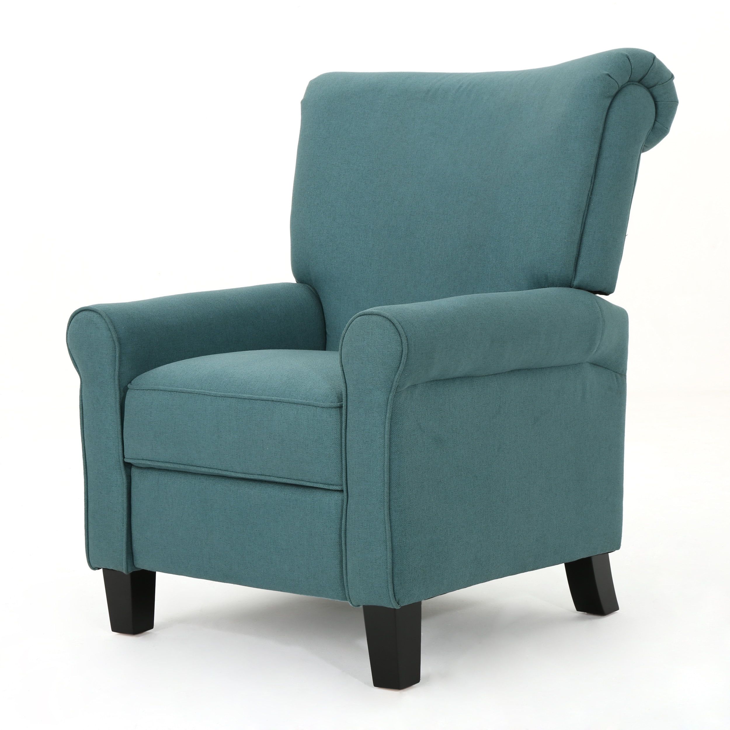 Thelma Dark Teal Fabric Recliner with Birch Legs