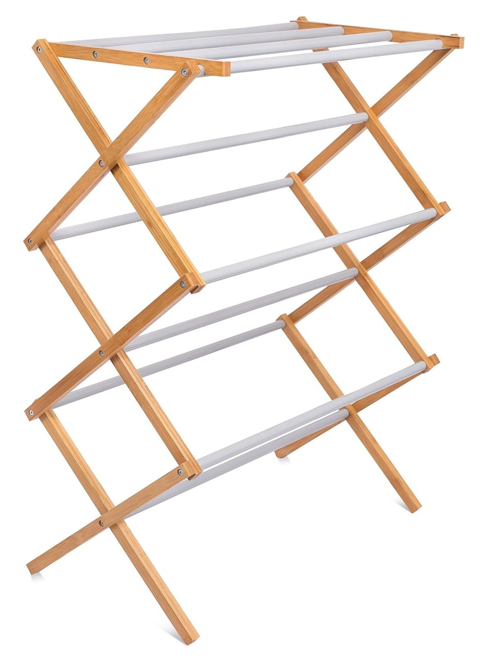 3-Tier Bamboo and Steel Collapsible Clothes Drying Rack