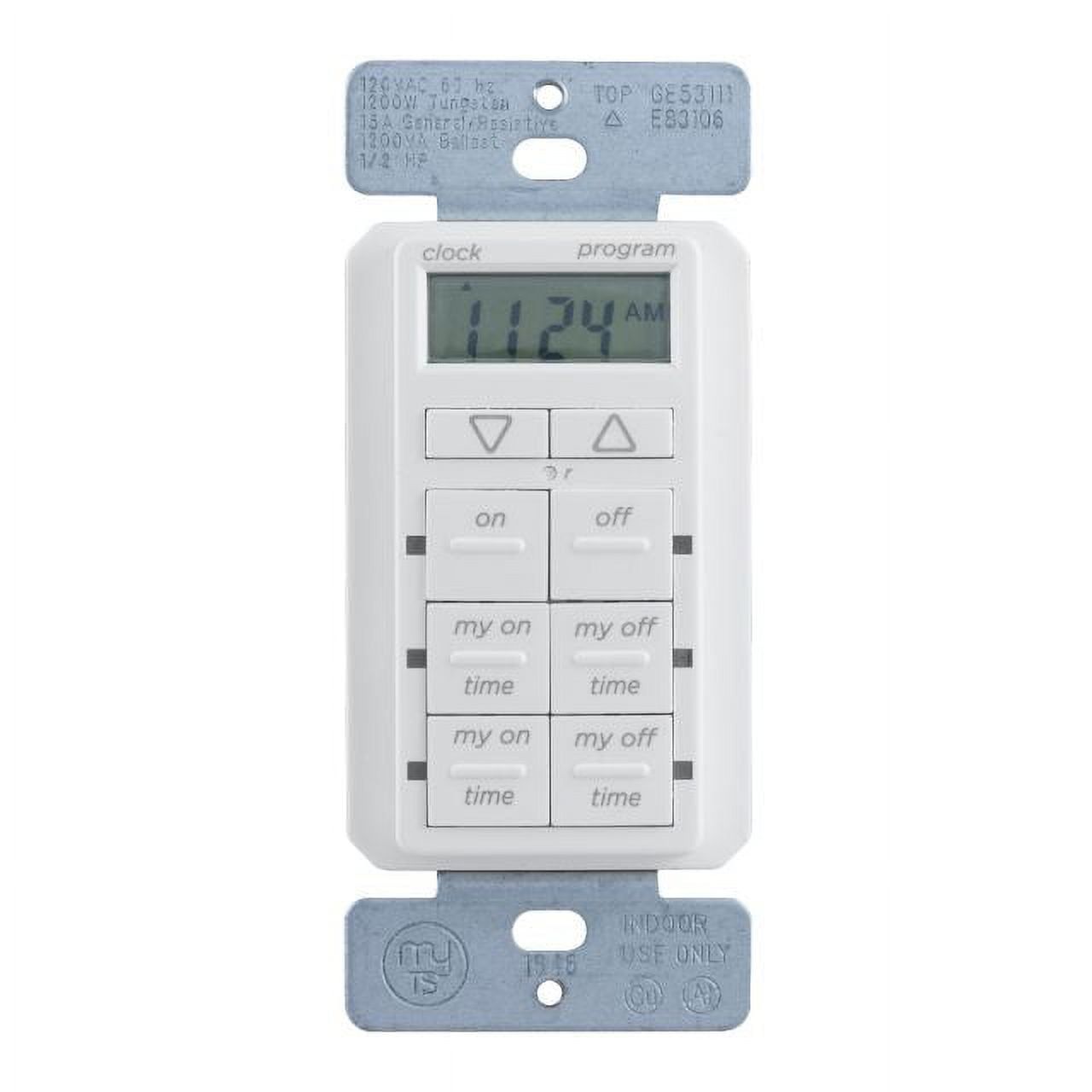 White Digital In-Wall Timer with Programmable Buttons