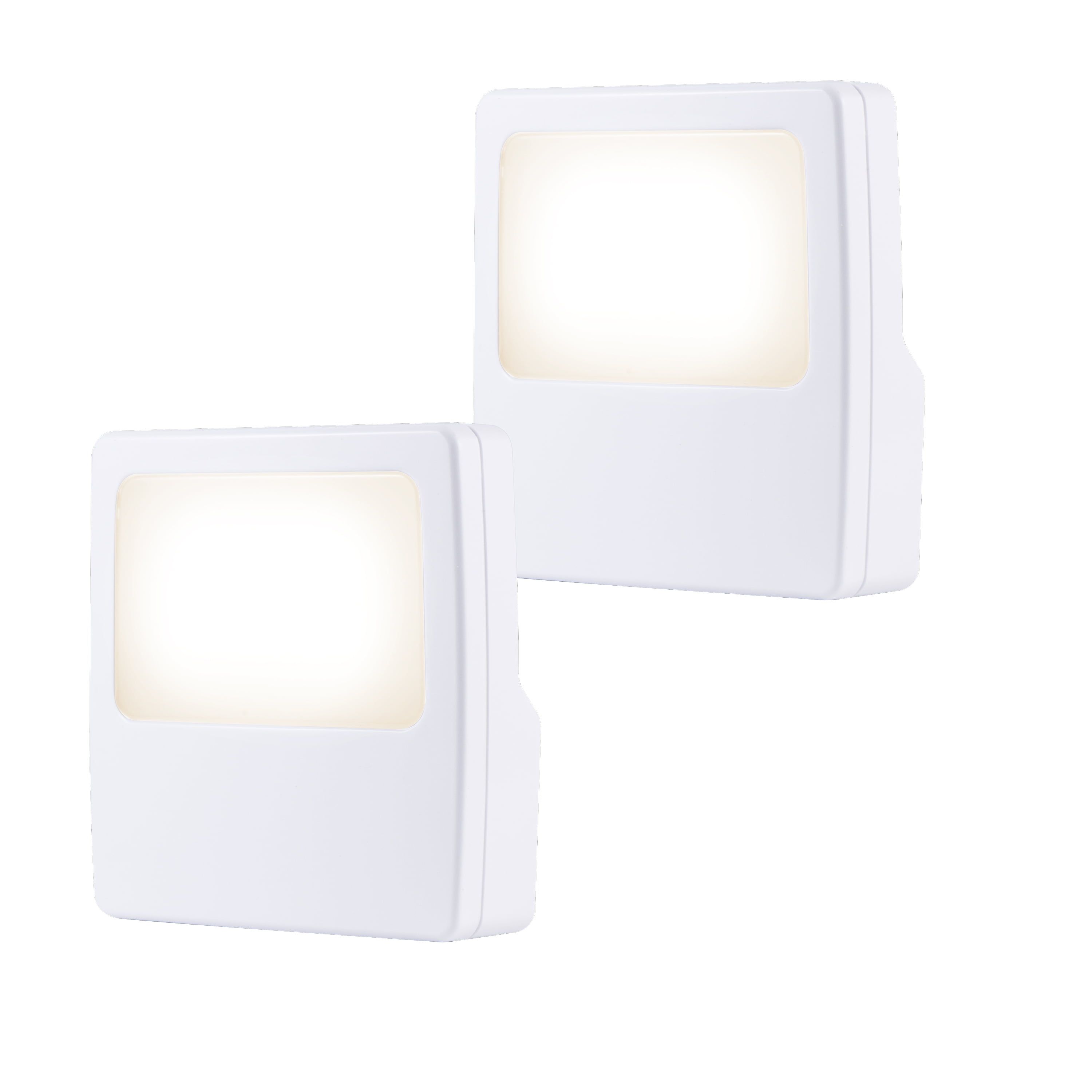 White Plastic Always-On LED Plug-In Night Light 2-Pack