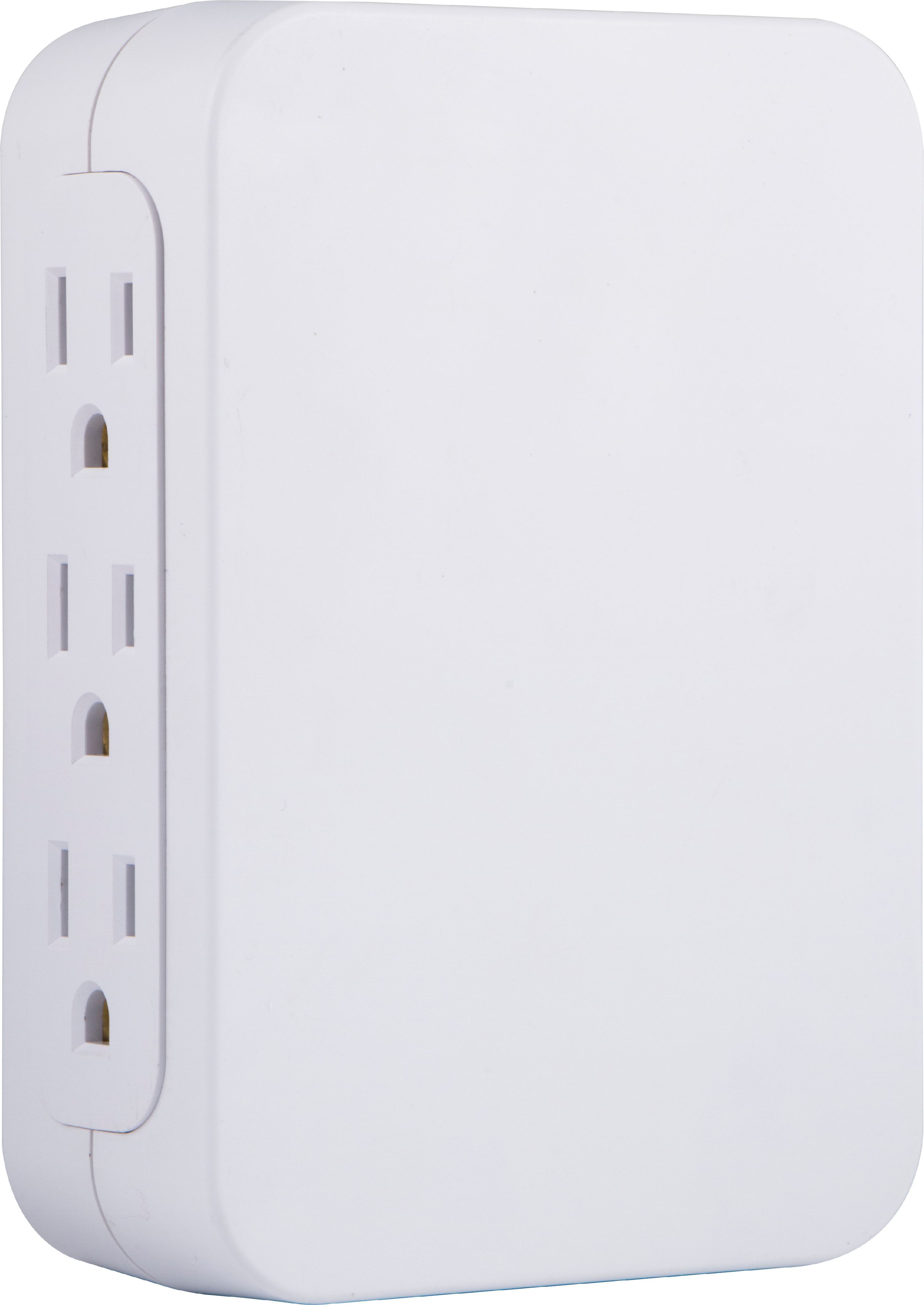 White 6-Outlet Side-Access Surge Protector Wall Tap