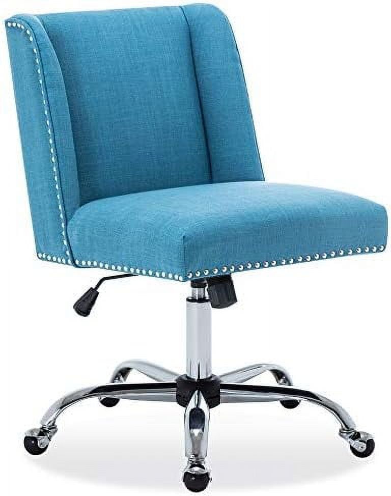 Sleek Linen Blue Armless Adjustable Office Task Chair