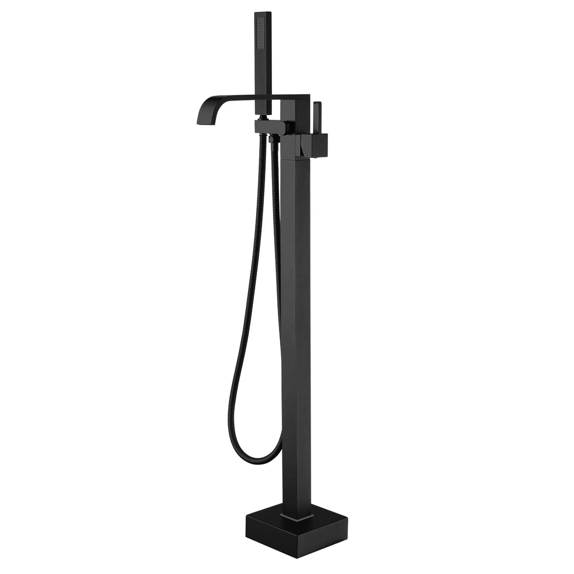 Matte Black Brass Freestanding Bathtub Faucet with Handheld Shower