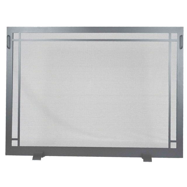 Dark Pewter Steel Craftsman Fireplace Screen with Handles