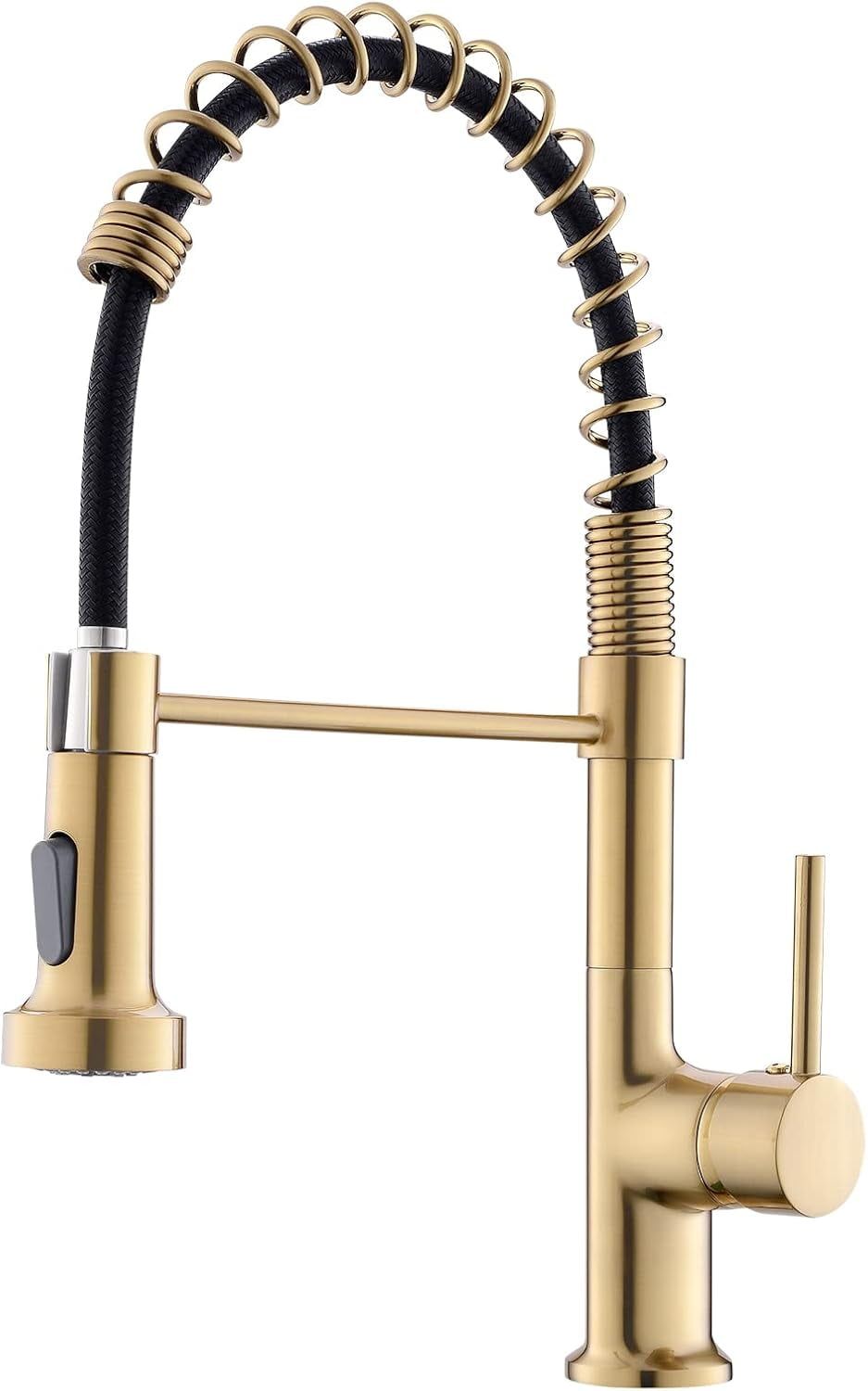 Brushed Gold Single Handle Pull Down Kitchen Faucet