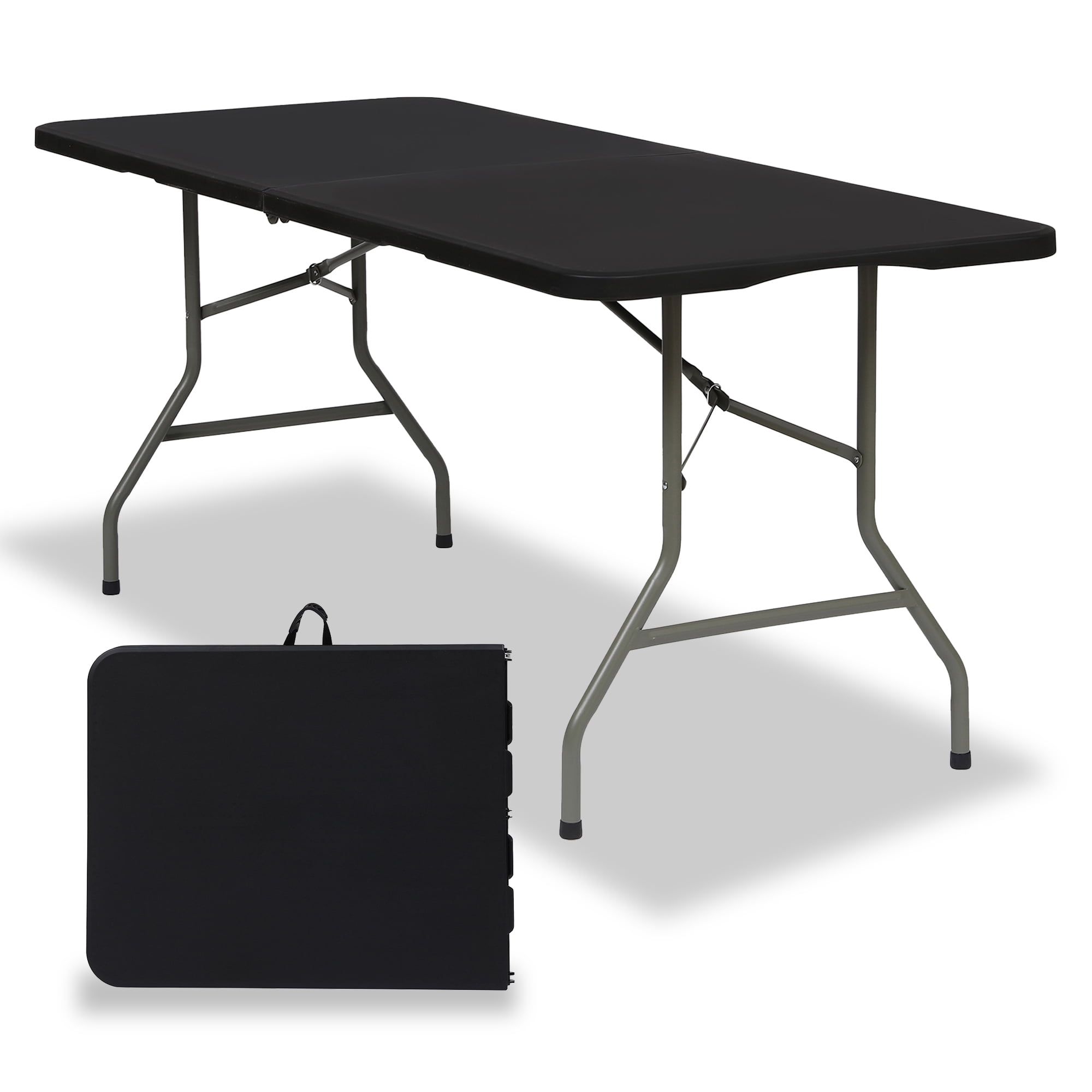 Black HDPE 6ft Foldable Rectangular Outdoor Table