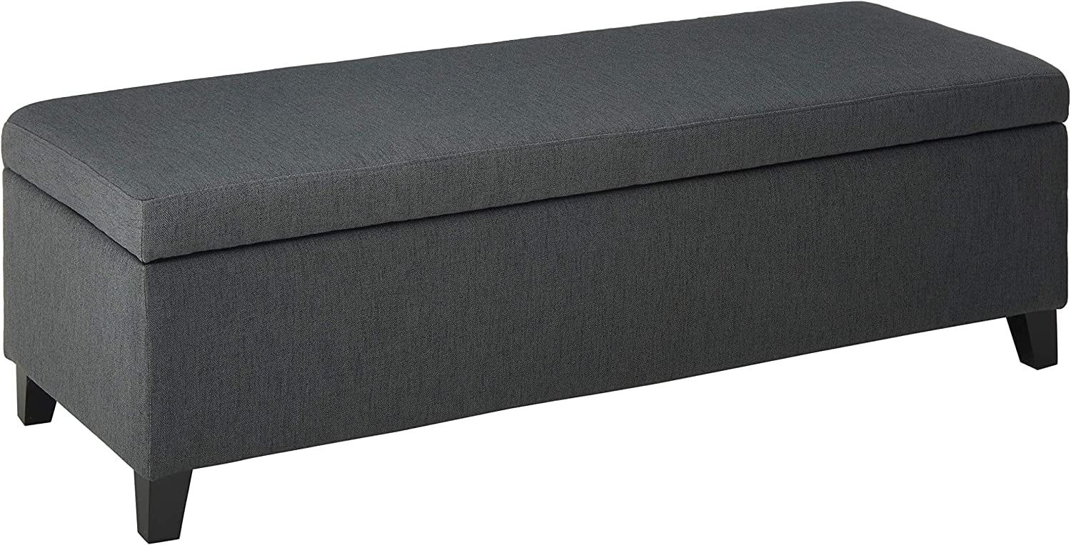 Dark Grey Birch Fabric Storage Ottoman with Legs