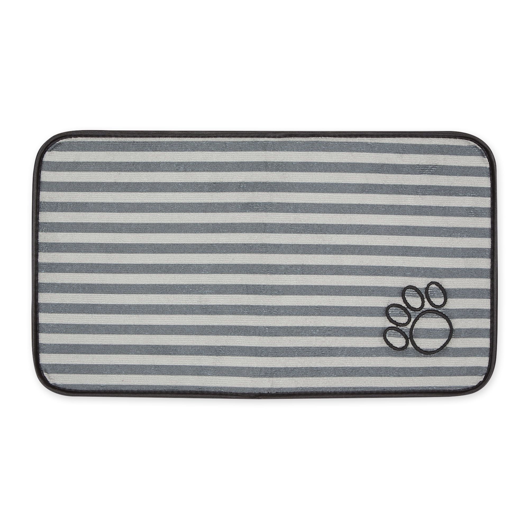 Gray Stripe Microfiber Absorbent Pet Food Mat