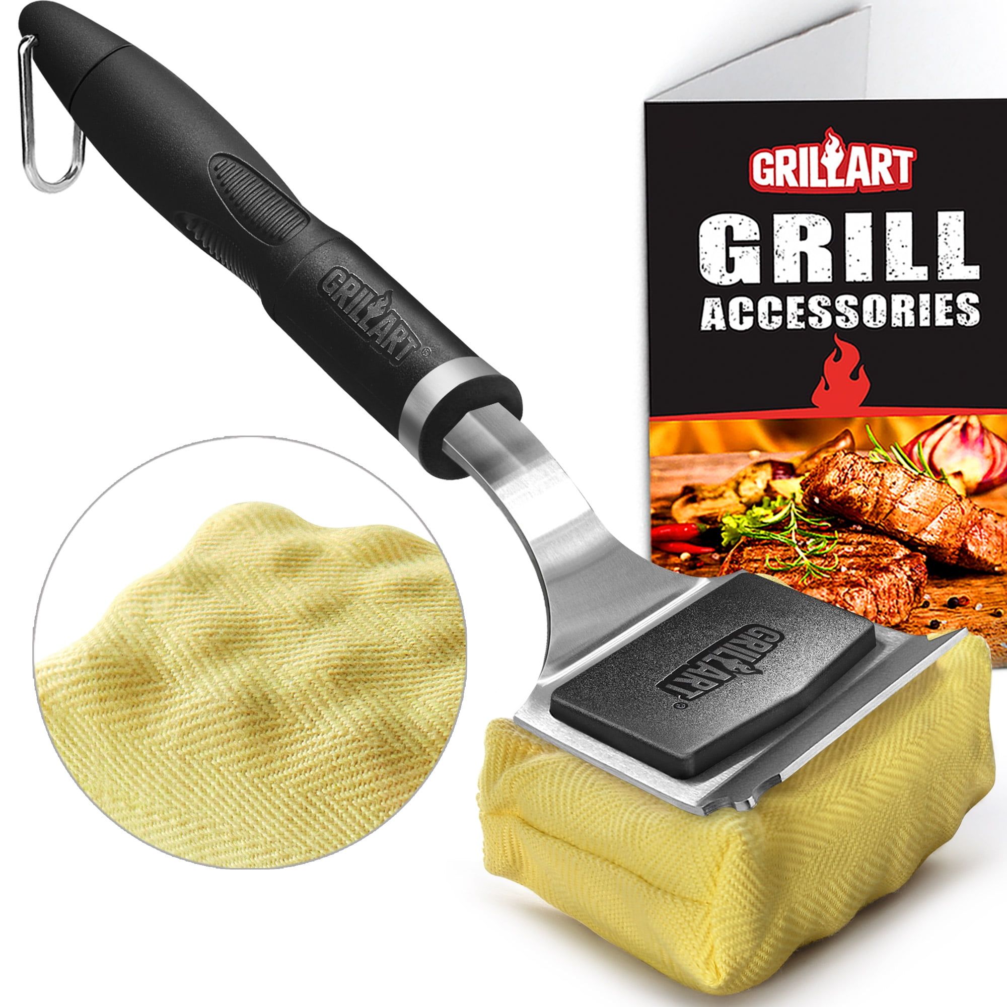 Bristle-Free Stainless Steel and Plastic Grill Brush with Scraper