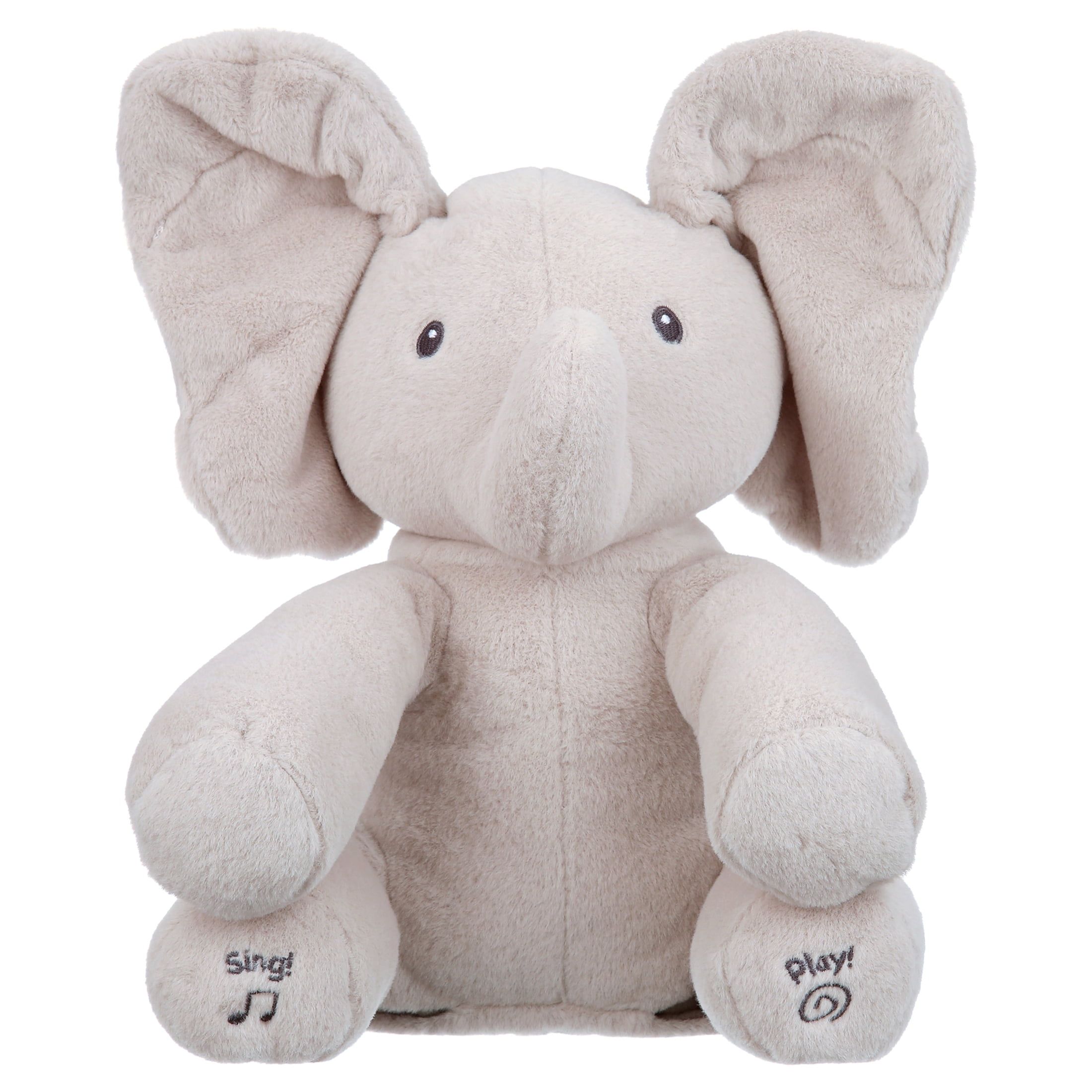 Gray Plush Singing Elephant Toy with Flapping Ears