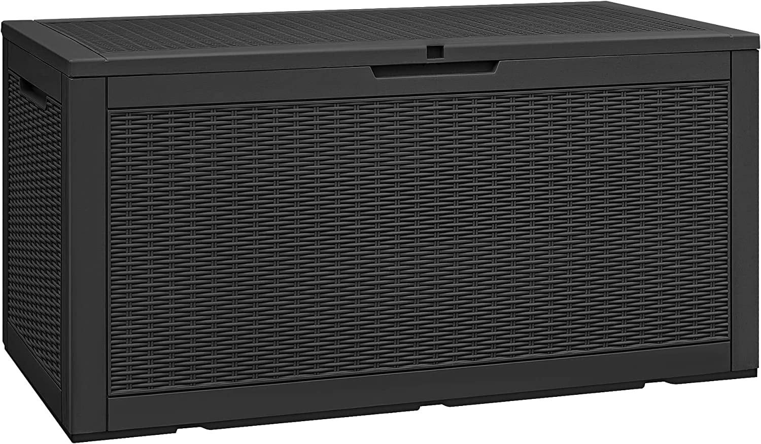 Black Resin Wicker Lockable 100 Gallon Deck Box