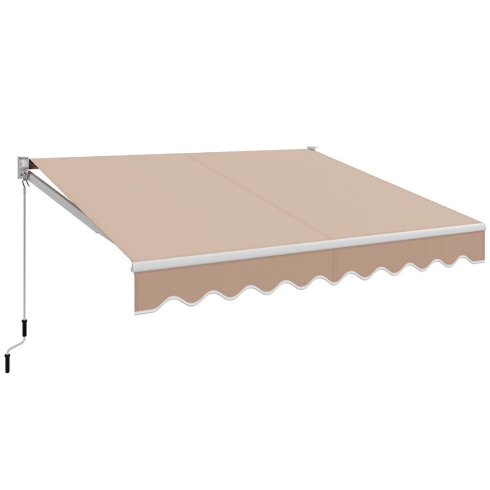 Beige 8' x 6.6' Retractable Patio Awning with Manual Crank