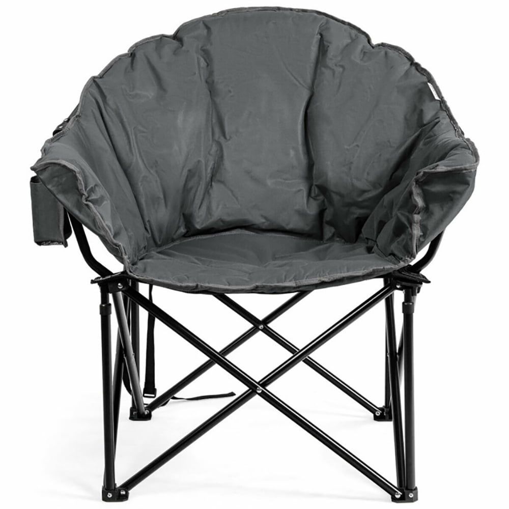 Gray Padded Folding Moon Chair with Steel Frame