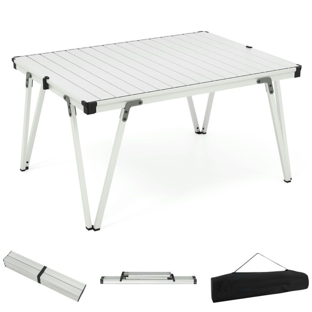 Silver Aluminum Folding Camping Picnic Table with Storage Bag