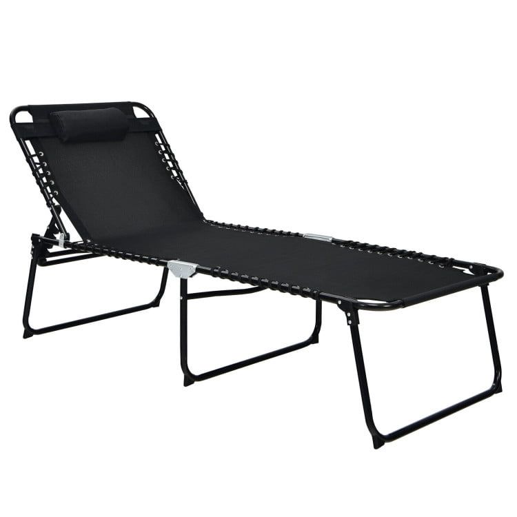 Black Adjustable Outdoor Chaise Lounge with Cushions