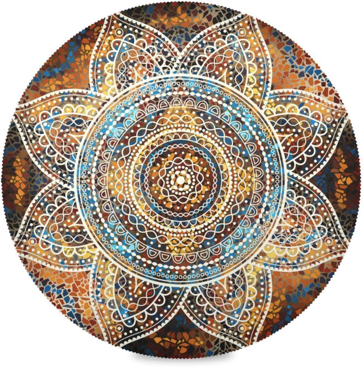 Mandala Round Heat-Resistant Polyester Placemats, Set of 4