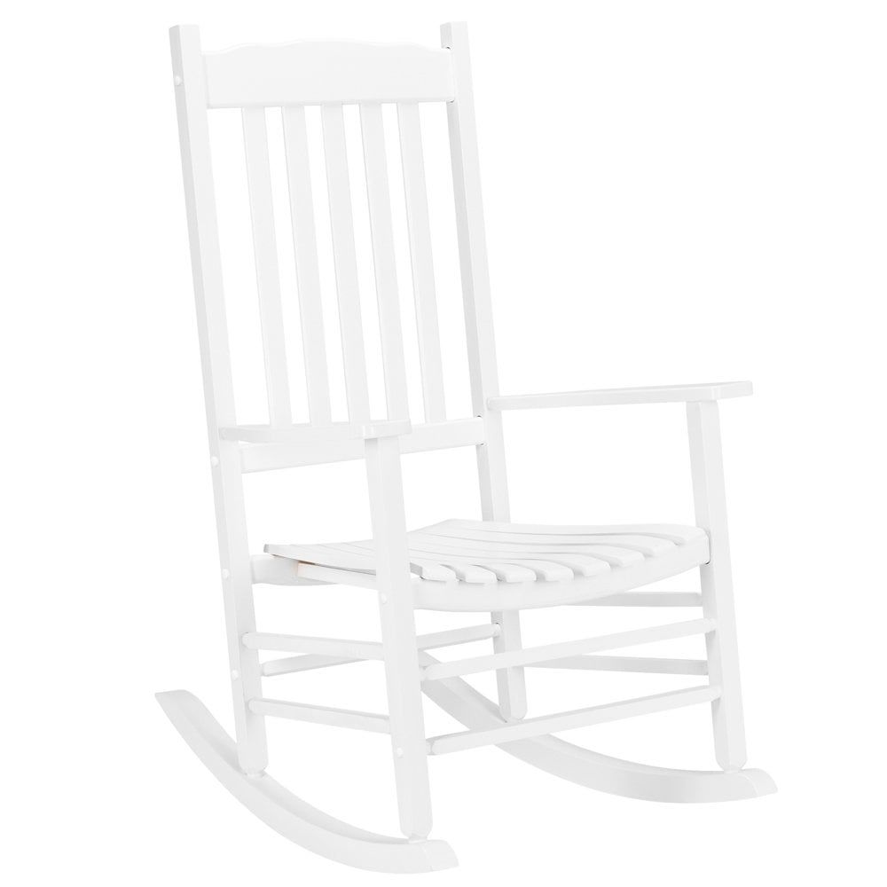 White Wooden Outdoor Rocking Chair with Arms