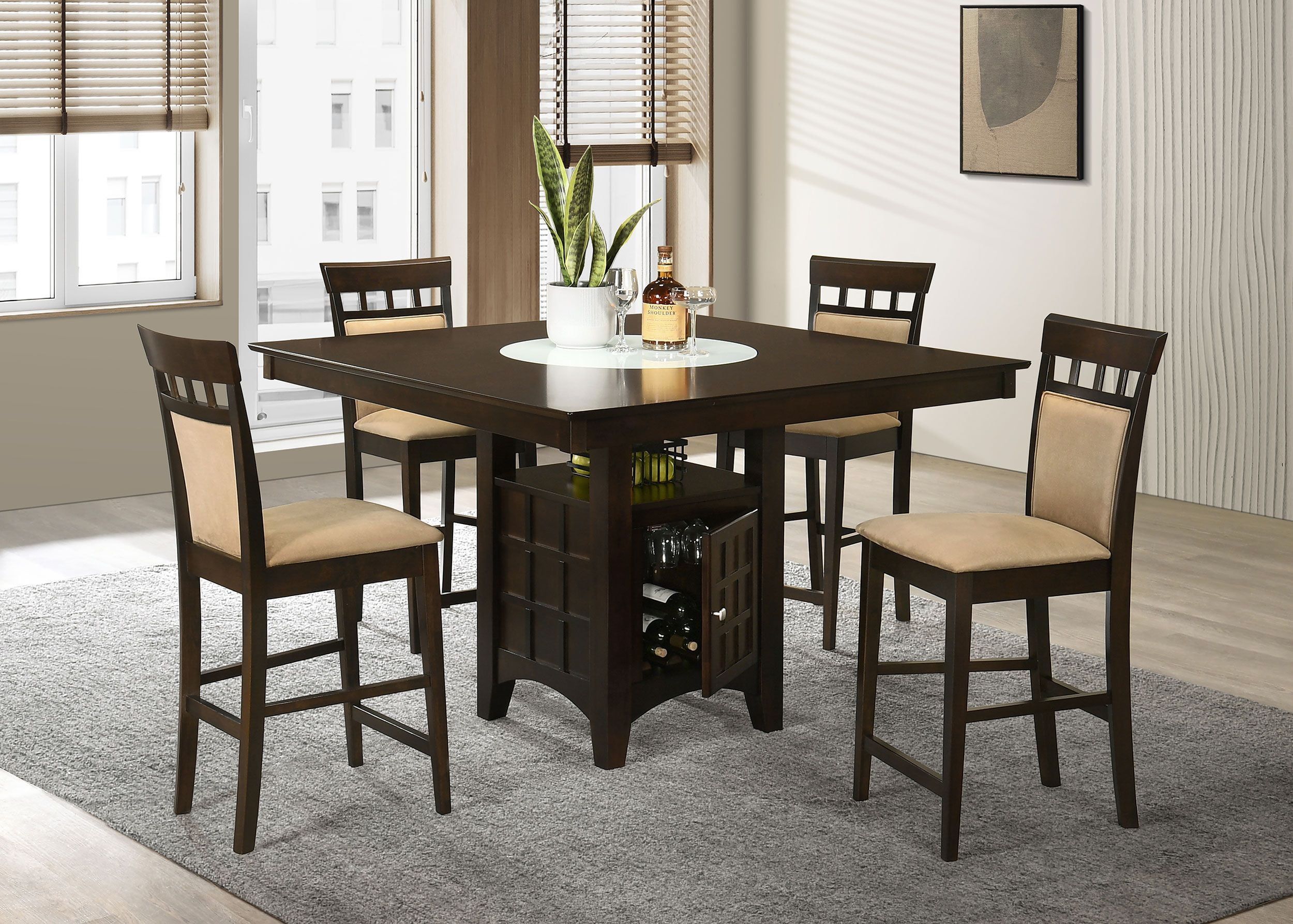 Gabriel Cappuccino and Beige Wood Counter Height Dining Set