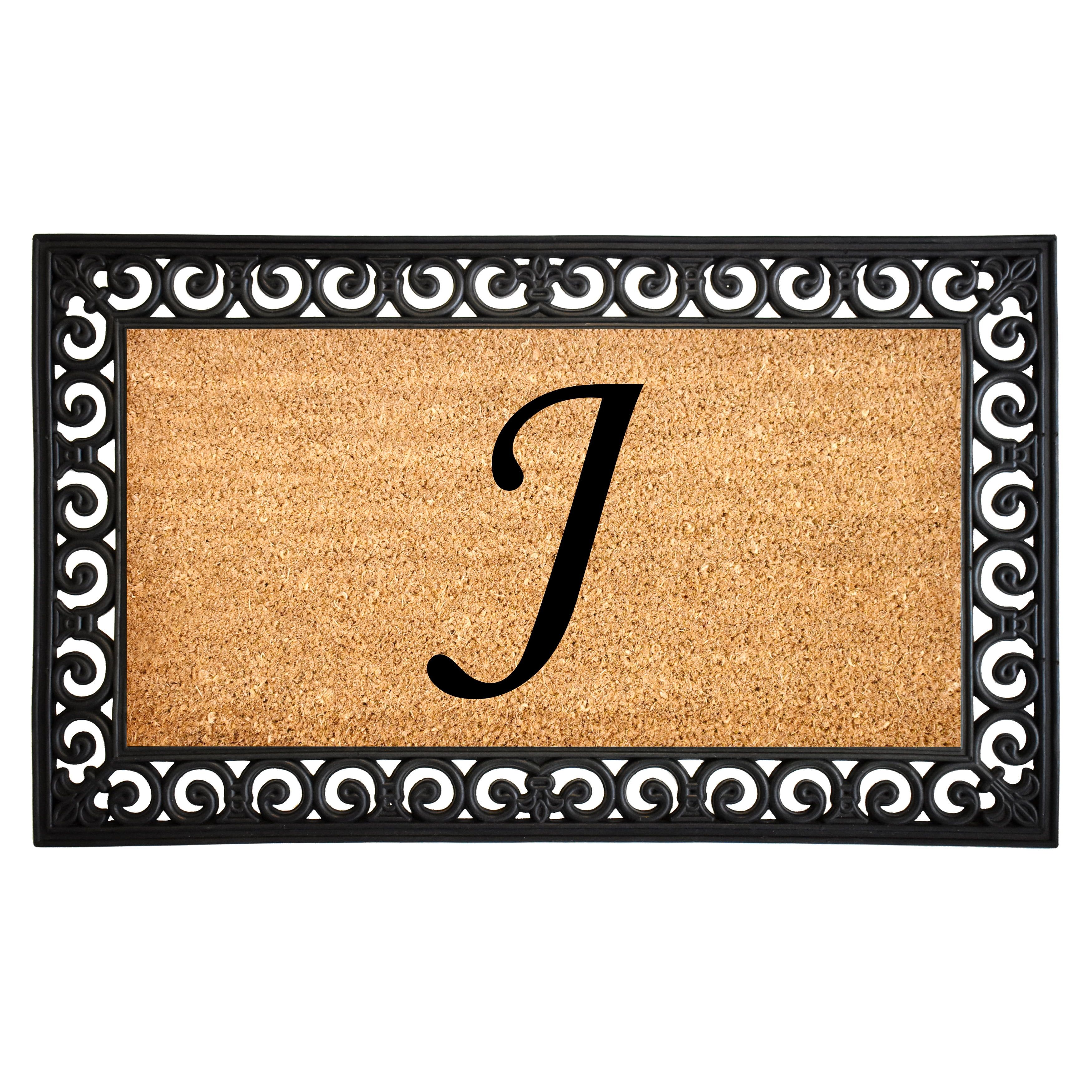 Customizable Coir Monogram J Entryway Doormat 18" x 30"