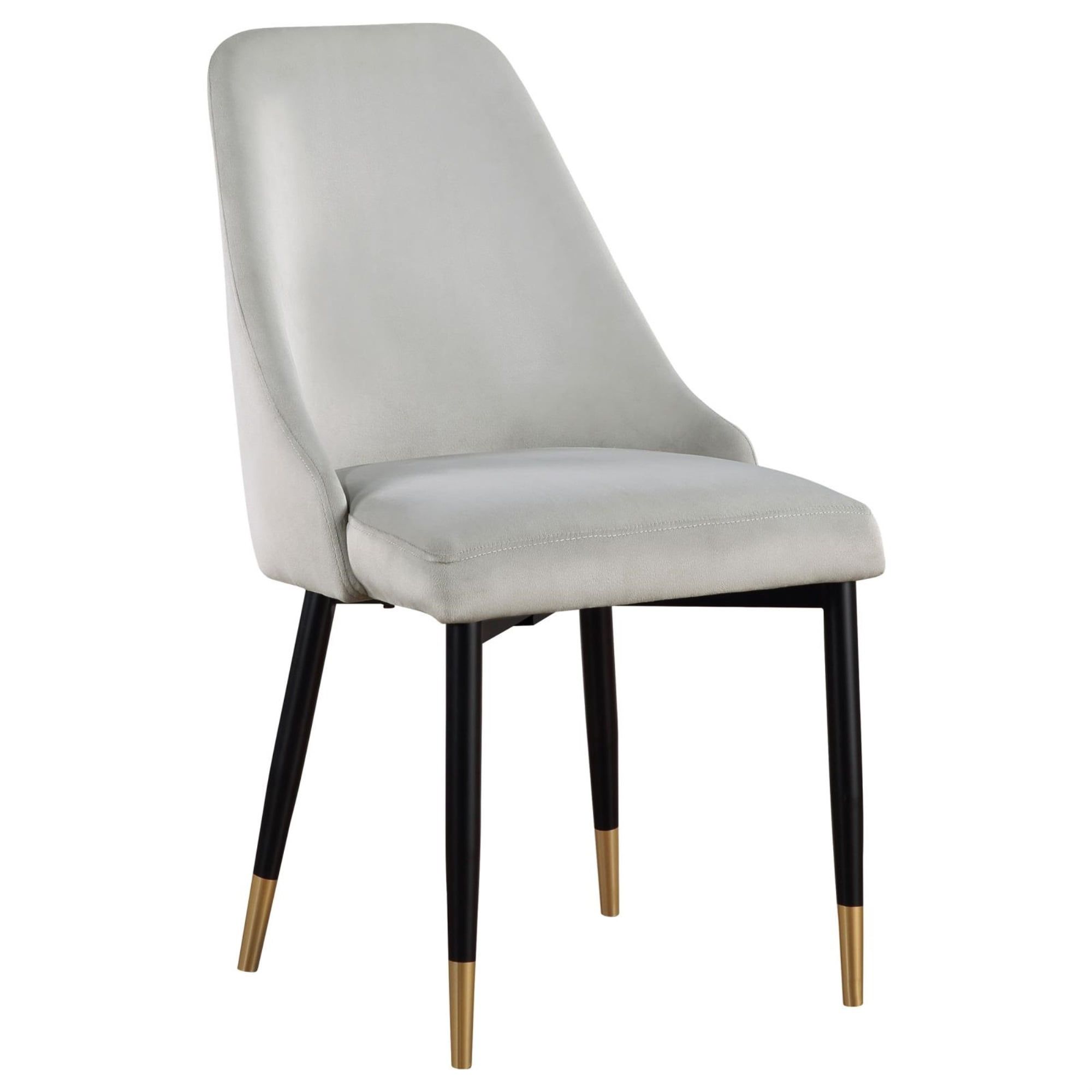 Gray Velvet Upholstered Side Chair with Metal Legs