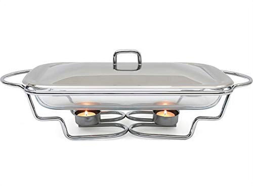 Stainless Steel 3-Quart Chafing Dish Buffet Set with Glass Tray