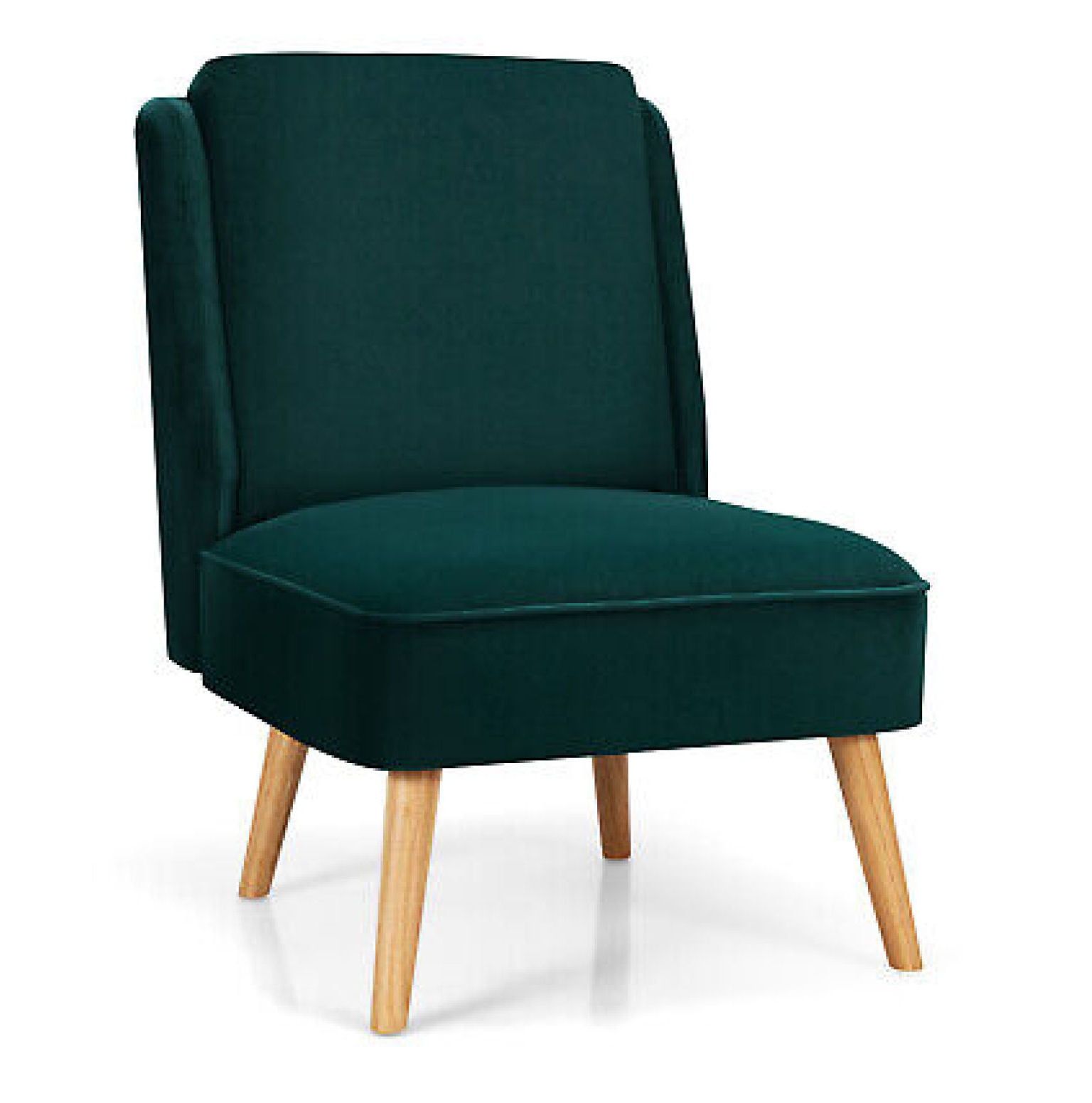 Galaxera Armless Accent Chair Velvet Living Room Chair w/ Rubber Wood Legs Green