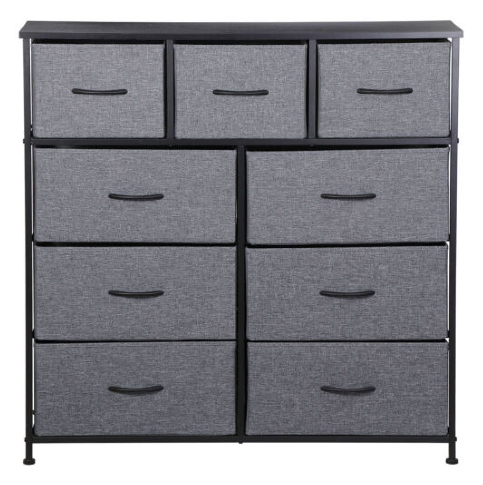 Gray Fabric 9-Drawer Vertical Storage Dresser with Levelers